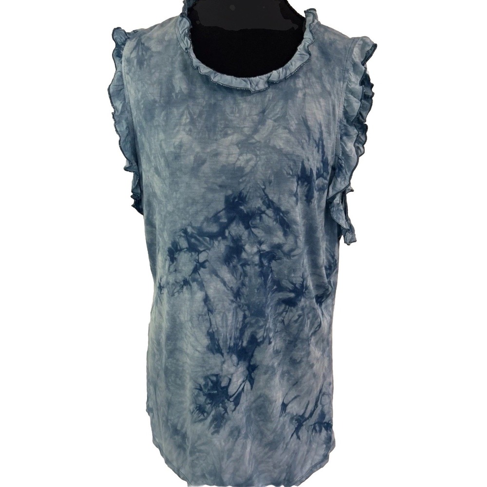 Hayden Women's Tie Dye Ruffle Detail Sleeveless Blouse Sz L NWT